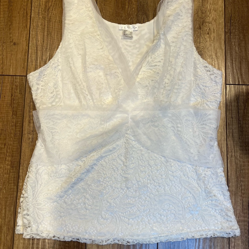 Venus White Lace Sleeveless Blouse Top Romantic Coquette Bridal
